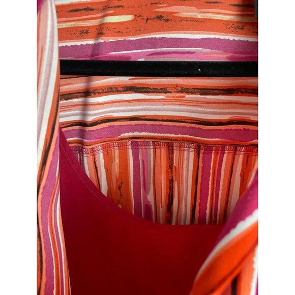 Maggie Barnes Womens Top Plus size 4x Stripes boho Button Up Classic Red Orange - Picture 6 of 13